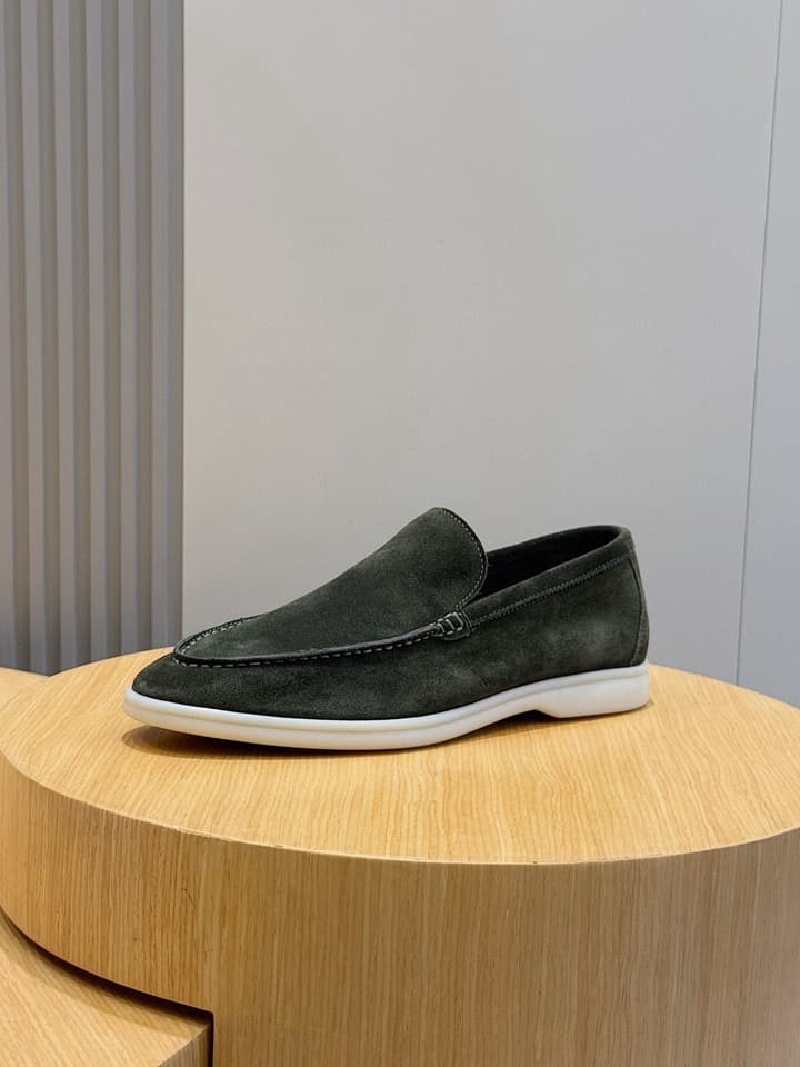 Loro Piana Italian Handmade Suede Driving Shoes in Black Suede