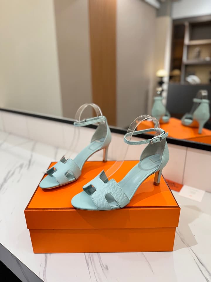 Hermès Classic Palm Grain Cowhide Heels – 6.5cm in Black