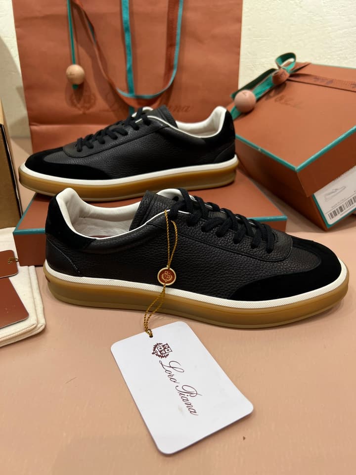 Loro Piana LP Tennis Walk Unisex Sneakers in Black Leather
