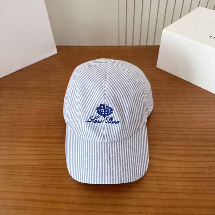 Loro Piana Baseball Cap in Cream With Tan Logo