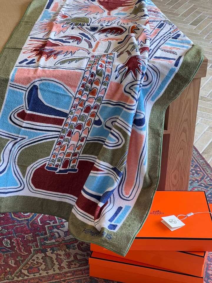 Hermès Palm Tree Cotton Beach Towel
