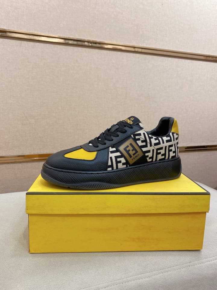 Fendi Calfskin Leather Loafers in Navy White Monogram