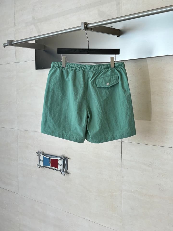 Hermès Embroidered Quick-Dry Beach Shorts in Mint Green