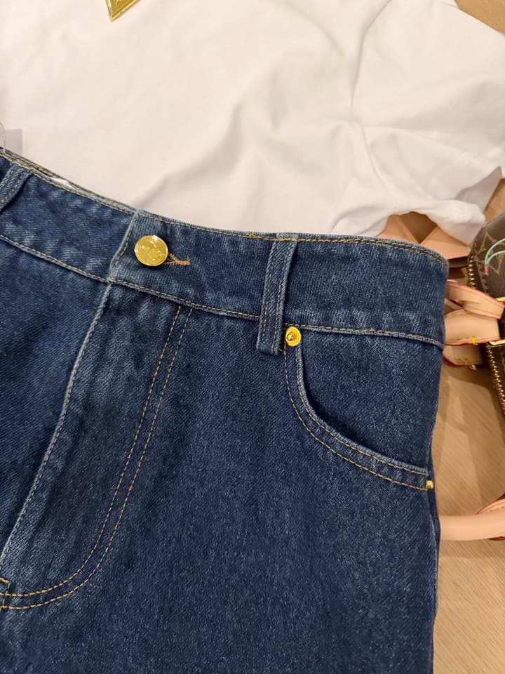 Valentino V-Logo Vintage Washed Denim Skirt in Vintage Washed Blue