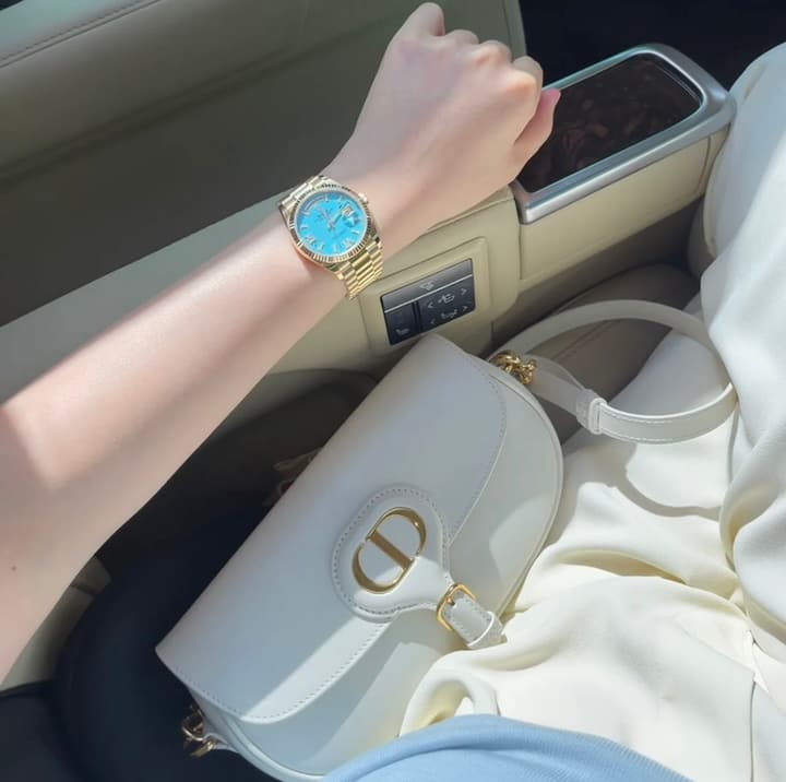 Rolex Day-Date Oyster Perpetual Gold Turquoise Mechanical Watch in Champagne