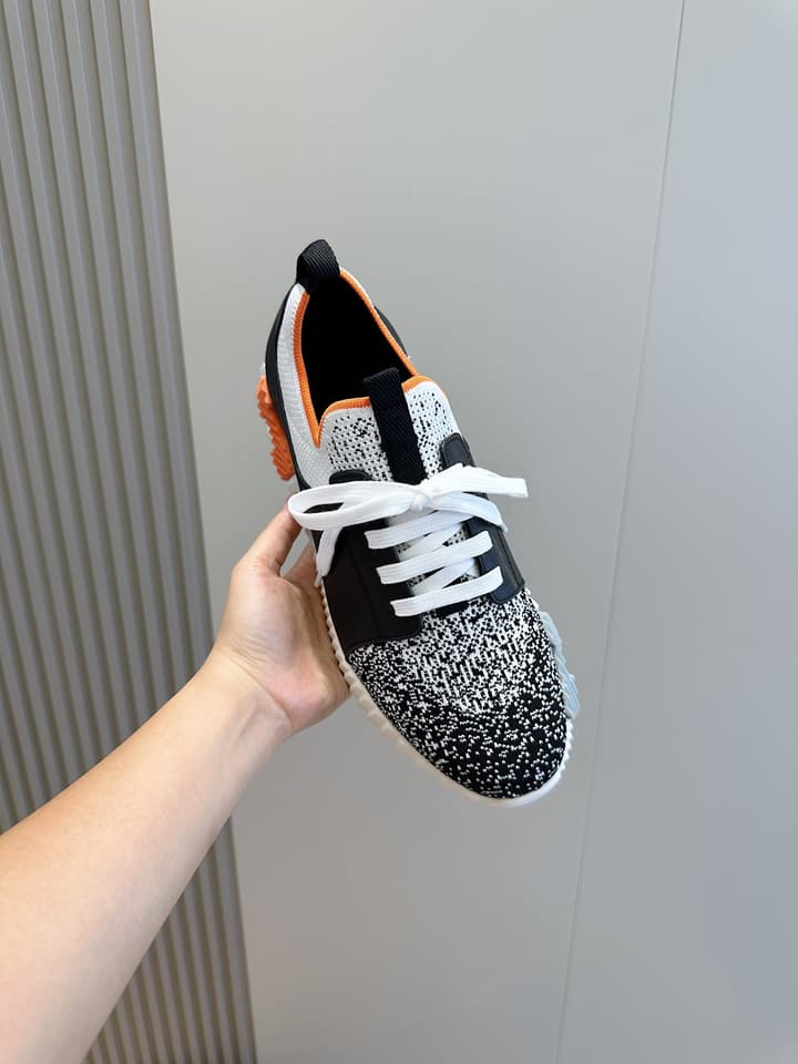 Hermès Bouncing Sneakers in Black And White Color Block
