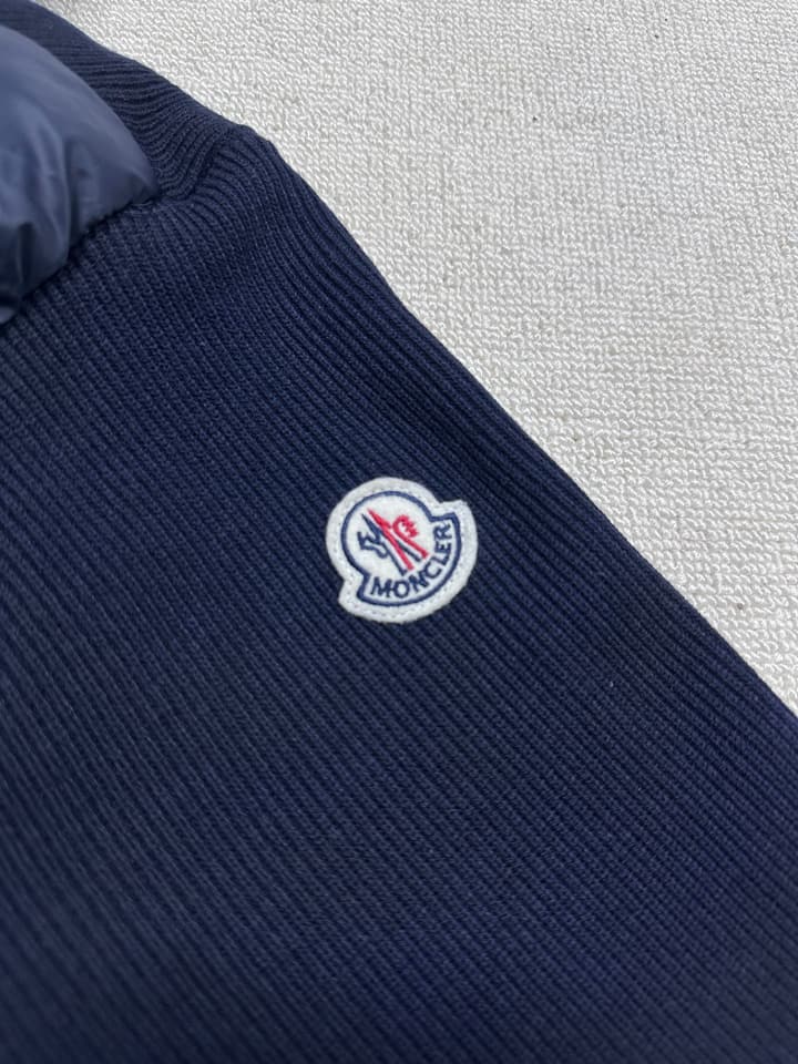 Moncler Hooded Wool Knit Spliced Down Jacket – Early Autumn Collection in Black
