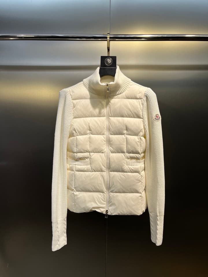 Moncler Lapel Patchwork Wool Down Jacket – 25FW in Black