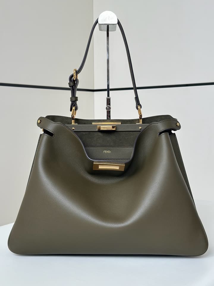 Fendi Peekaboo Iconic Large Handbag in Deep Burgundy Calfskin