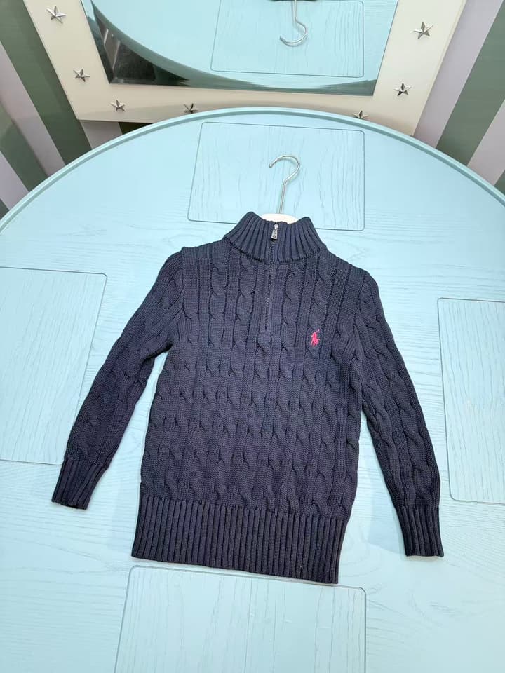 Ralph Lauren Polo Boys' Striped Knit Sweater – Kids Collection – 2025SS in Dark Navy Cable Knit