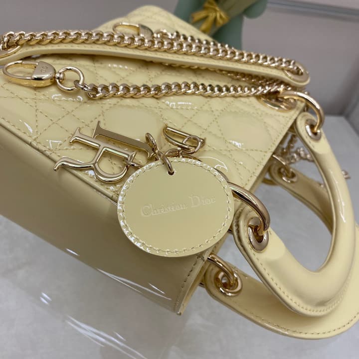 Dior Lady Dior Mini Patent Crossbody Bag in Cherry Red Patent