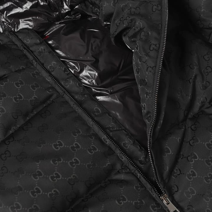 Gucci GG Monogram Hooded Puffer Jacket in Black Gg Monogram Puffer
