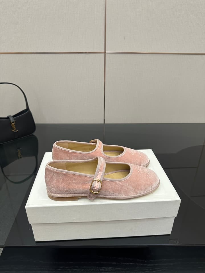 Celine Velvet Mary Jane Flats – 25 Collection in Black Velvet