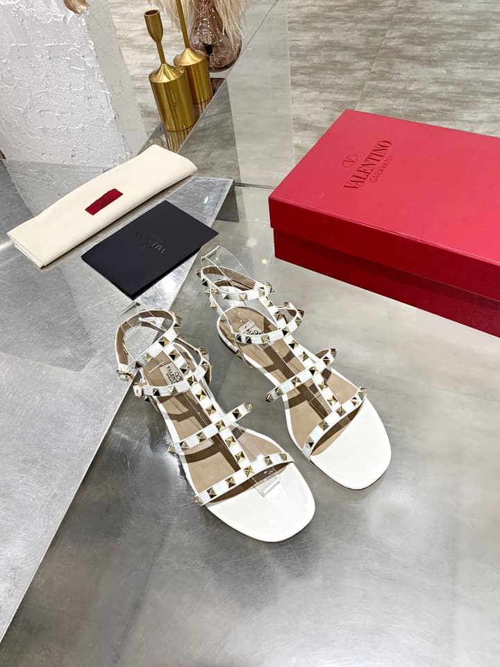 Valentino Studded Classic Block Heel Sandals in Black