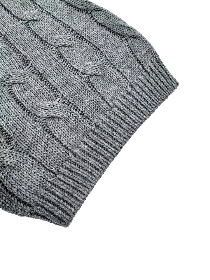 Ralph Lauren Cable-Knit Short-Sleeve Sweater in Rock Grey