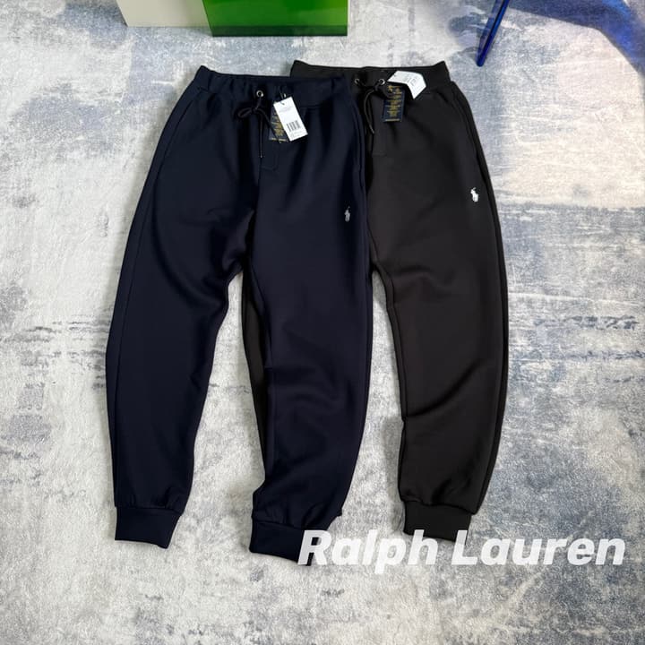 Ralph Lauren Classic Double-Sided Knit Jogger Pants in Black