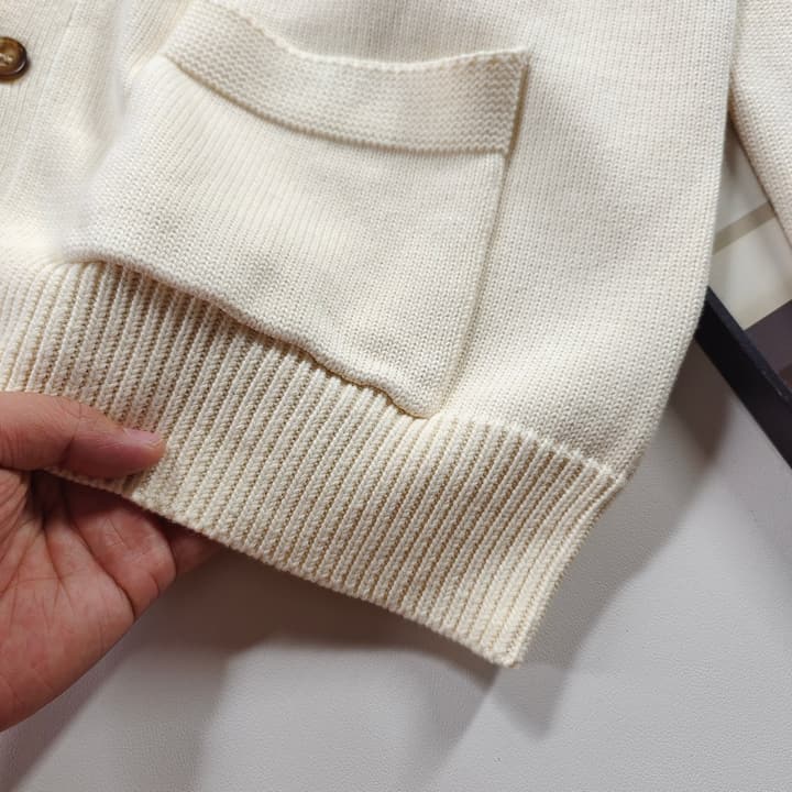 Dior CD Letter Embroidered Knit Cardigan – 2025 Fall in Cream Beige