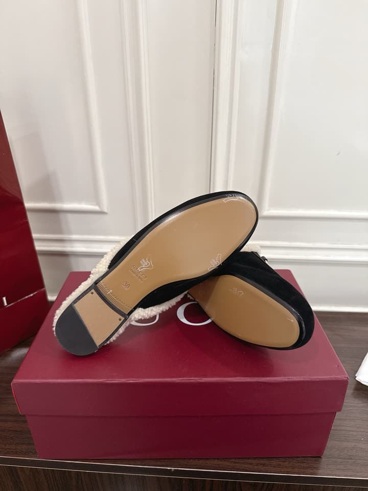Gucci Princetown Merino Wool Mules in Black Suede With Silver Hardware