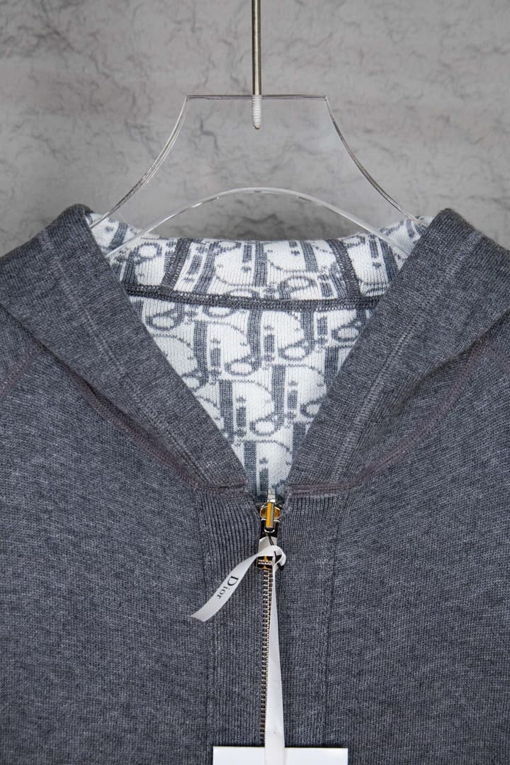 Dior CD Monogram Jacquard Cardigan – 24SS in Dark Grey