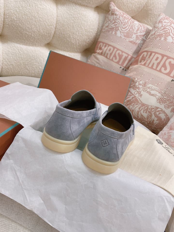 Loro Piana Glossy Cashmere Loafers in Blush Pink Suede