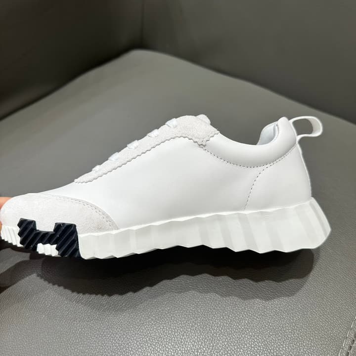 Hermès Bouncing Sneakers in Bright White With Orange H