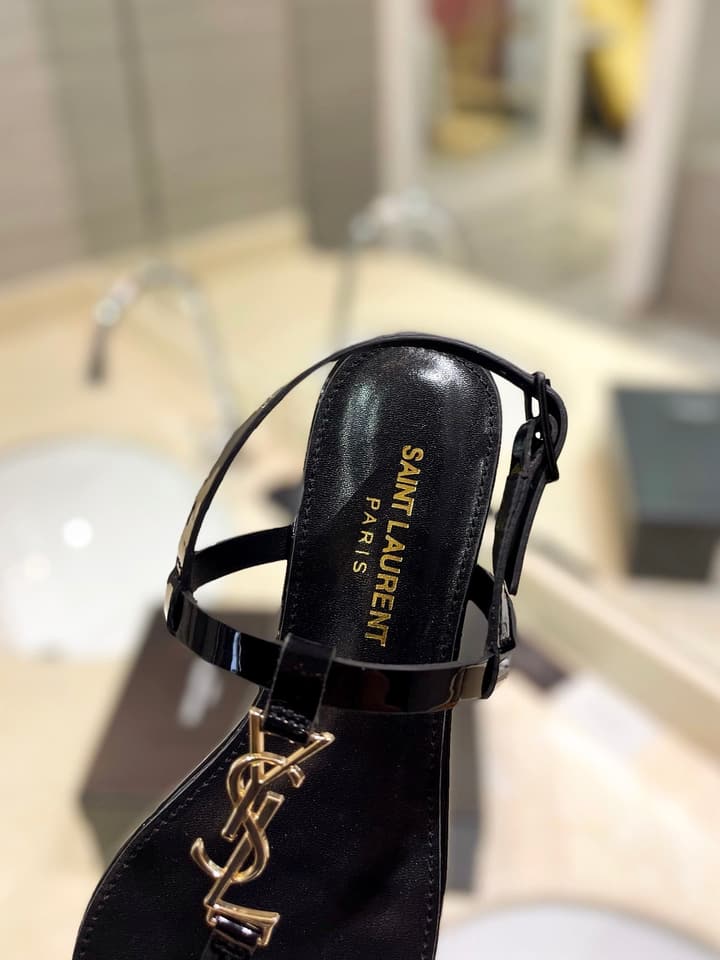 Saint Laurent Beautiful Siren Flat Sandals in Bright Blue