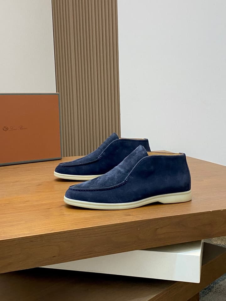 Loro Piana Suede Leather Slip-On Loafers in Camel Tan Suede