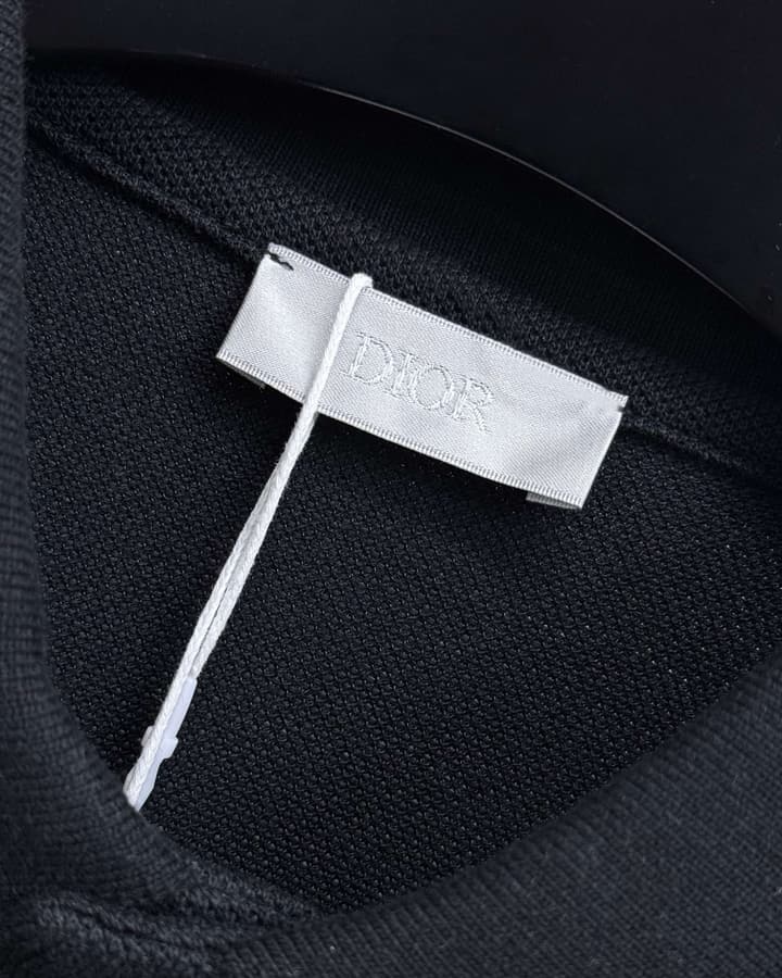 Dior Embroidered Letter Polo Shirt in Black