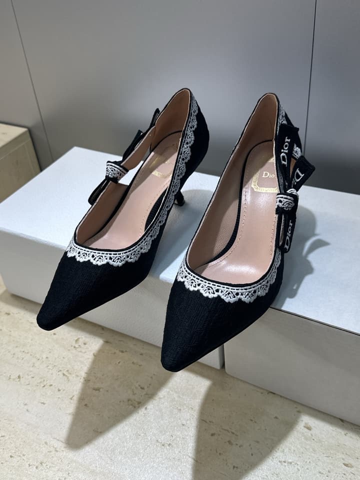 Dior J'Adior Dentelle Jelly Bow Pumps – 2026 Early Spring Collection in Black 6.5cm Heel