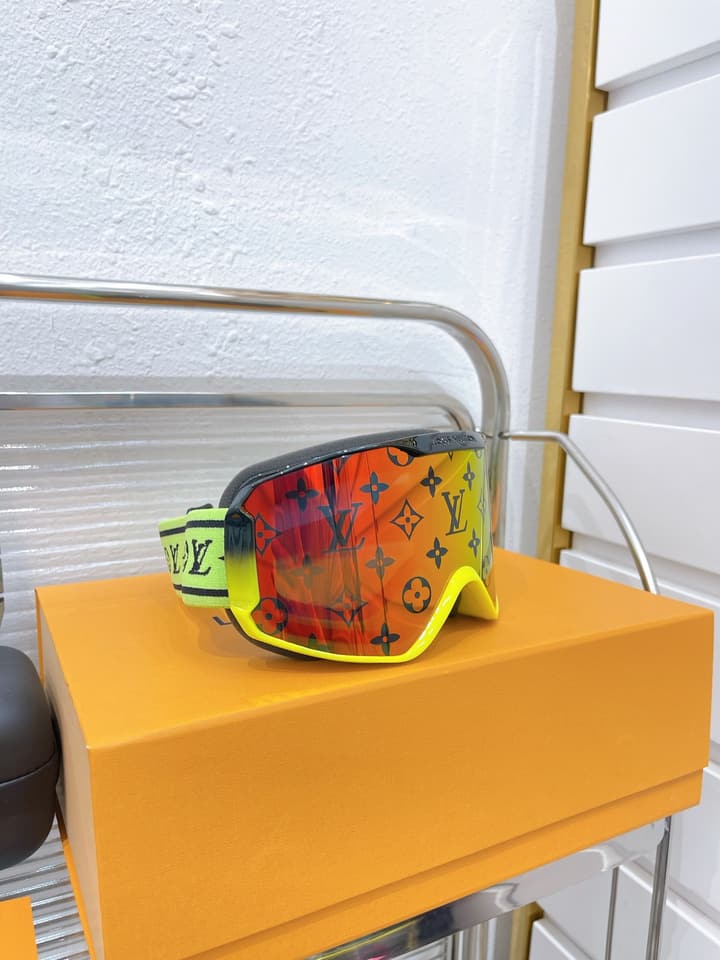 Louis Vuitton Ski Goggles in Blue Iridescent Lens With Red Frame