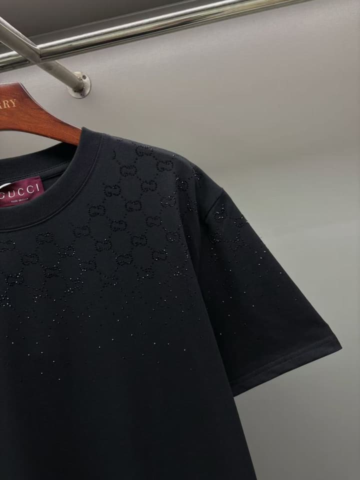 Gucci Crystal-Embellished Cotton T-Shirt – Spring/Summer Collection in Classic Black