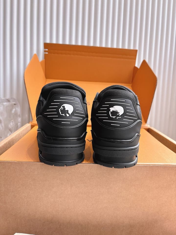Louis Vuitton LV Trainer Sneakers in All Black Silver Monogram
