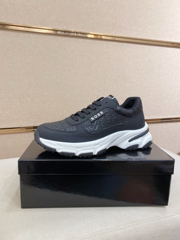 Boss Men's Casual Leather Sneakers in Blue