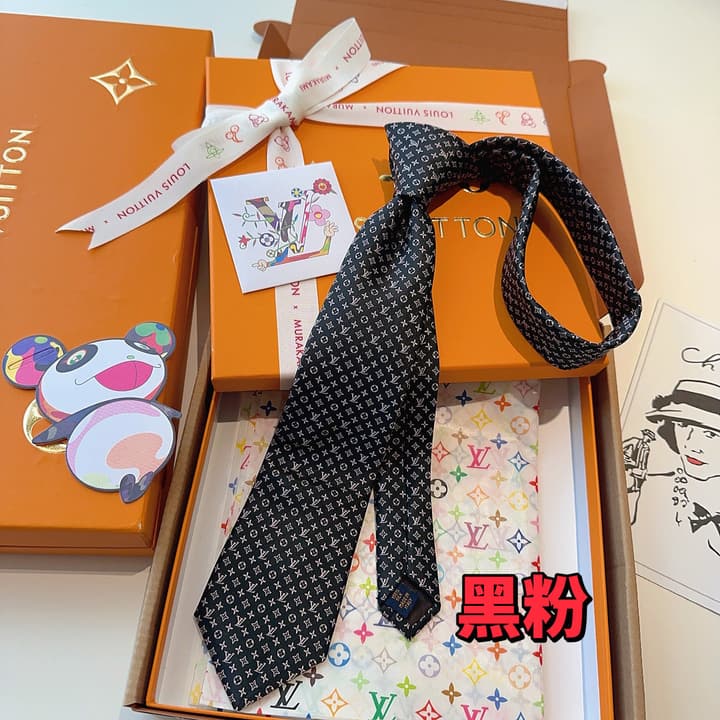 Louis Vuitton Monogram Jacquard Silk Tie in Black and White