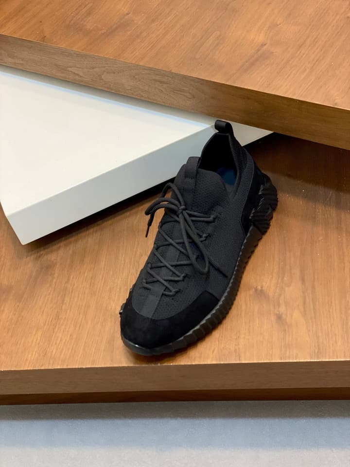 Hermès Suede and Denim Canvas Sneakers in Black And White