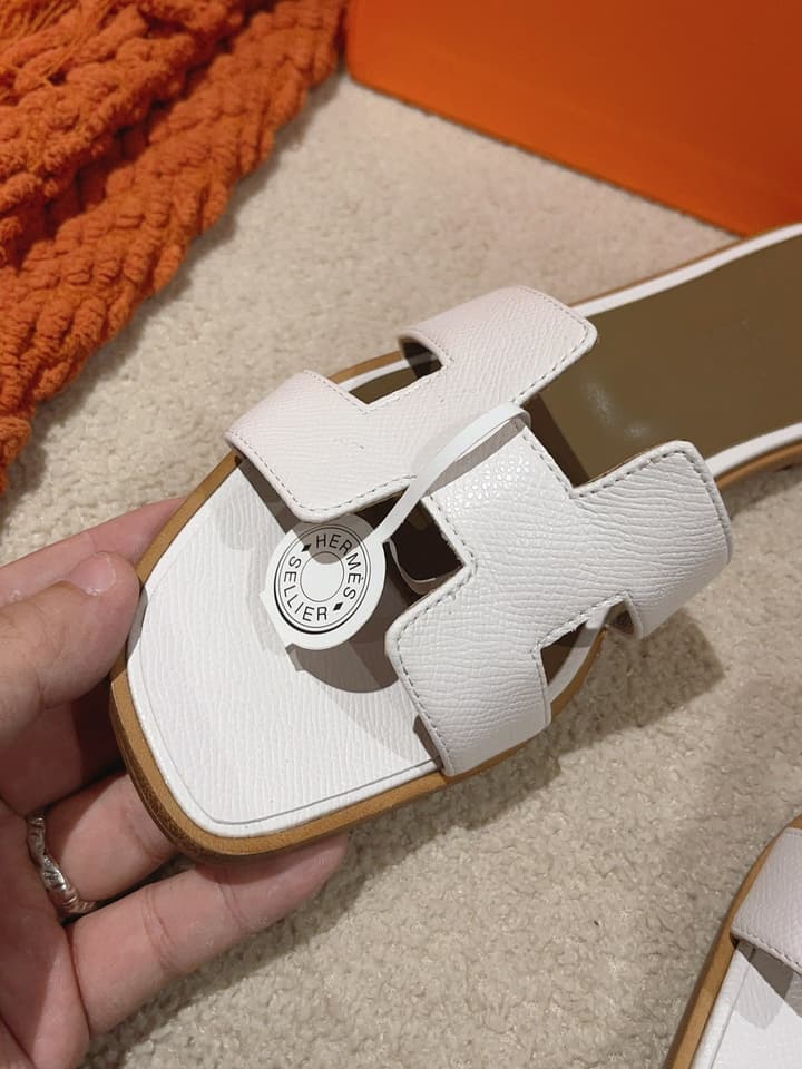 Hermès Oasis H Flat Sandals in Taupe Strap