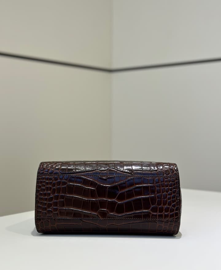 Fendi Peekaboo Embossed Crocodile Handbag in Classic Black Croc Embossed