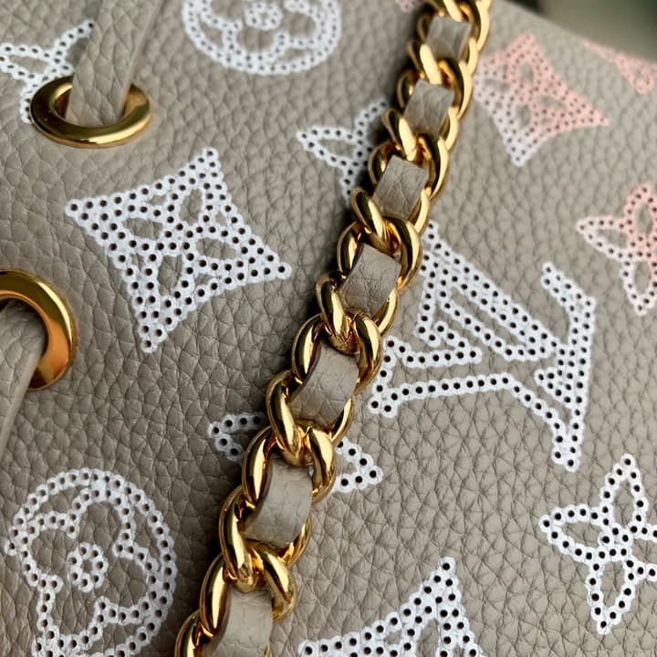 Louis Vuitton Pico Bella Perforated Monogram Bucket Bag in Beige