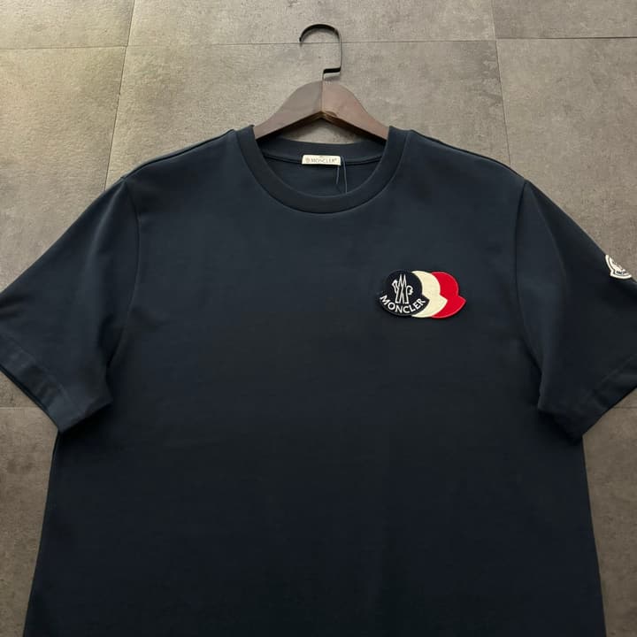 Moncler Triple Logo Short-Sleeve T-Shirt – 2026SS in Navy Blue