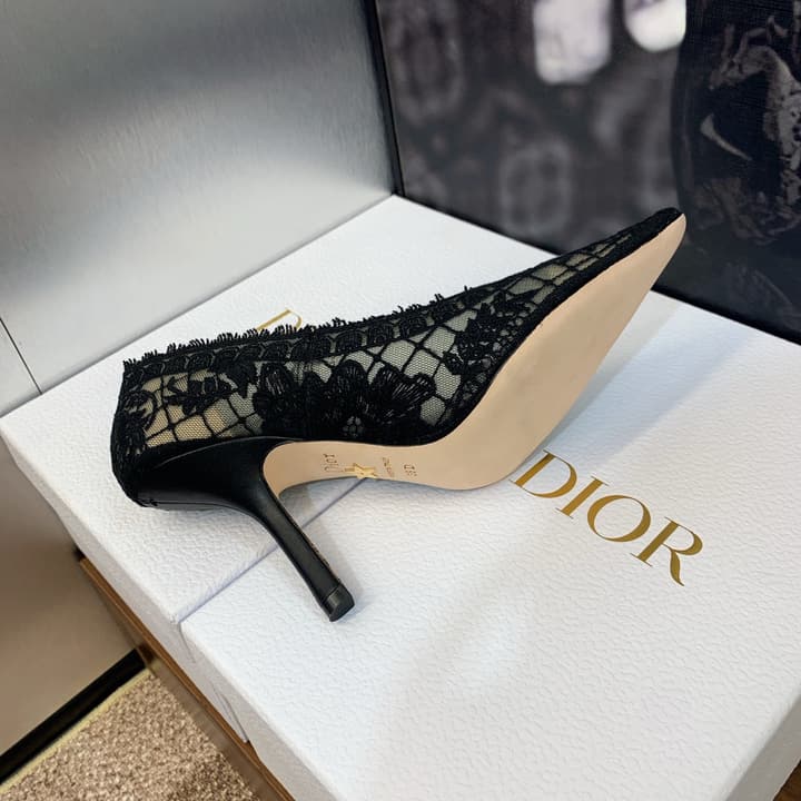 Dior CD Roses Jacquard Embroidery High-Heel Pumps – 2024 Spring/Summer Collection in Sleek Black Patent
