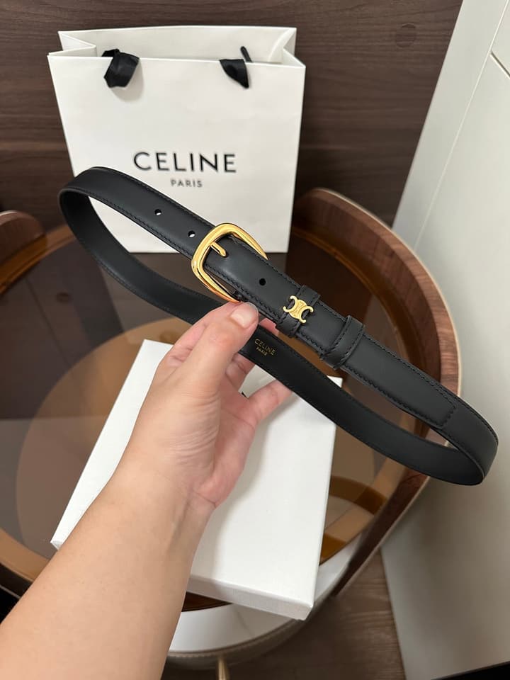 Celine Vivienne Taurillon 25mm Belt in Black Taurillon Leather