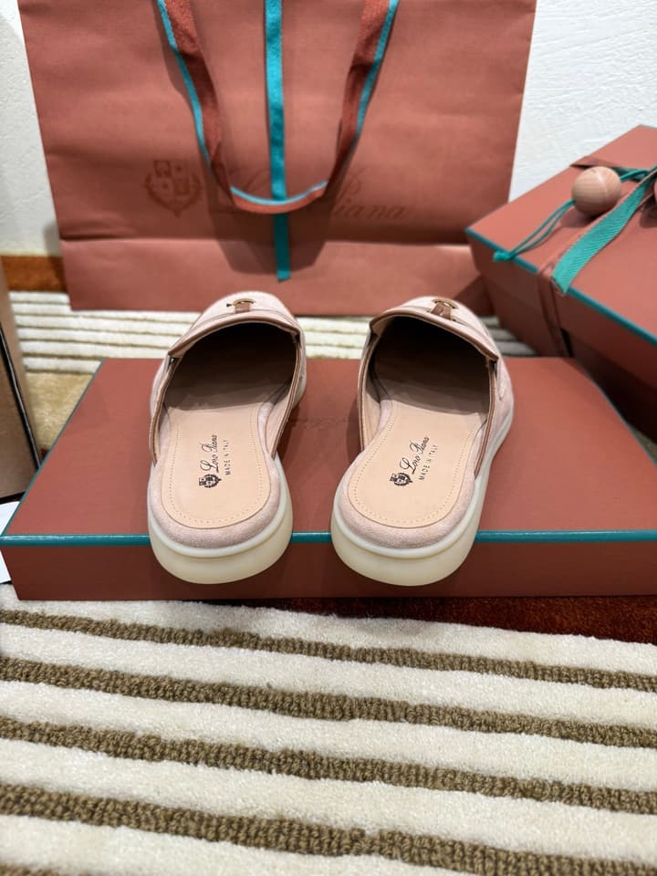 Loro Piana Women's Mules in Pale Beige Suede