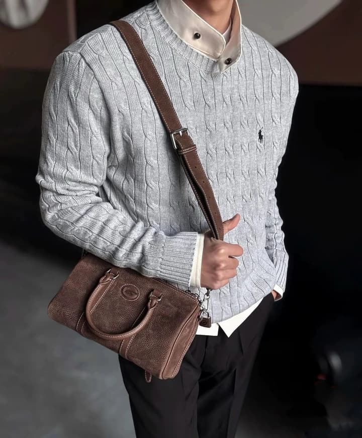Ralph Lauren Cable Knit Crewneck Sweater in Black