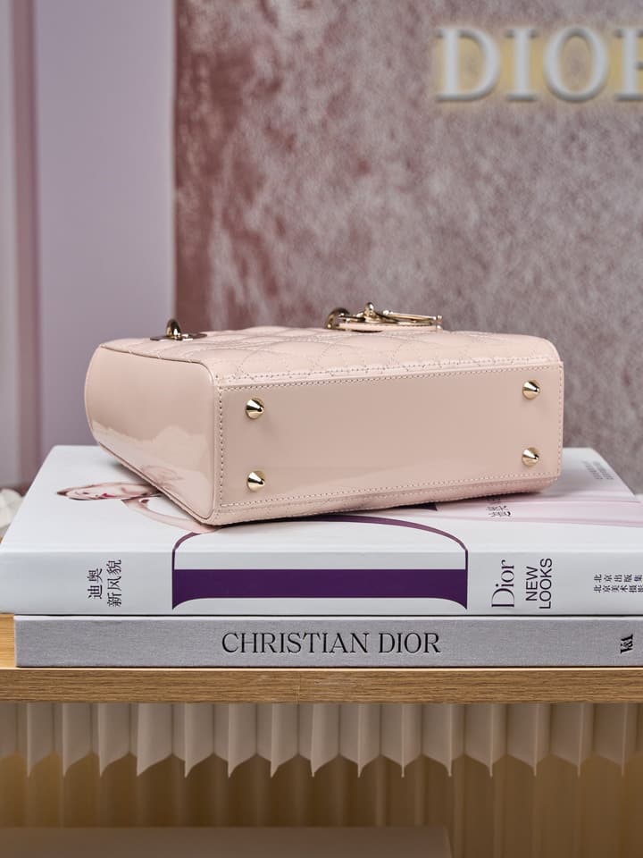Dior Lady Dior Handbag in Black Patent Leather
