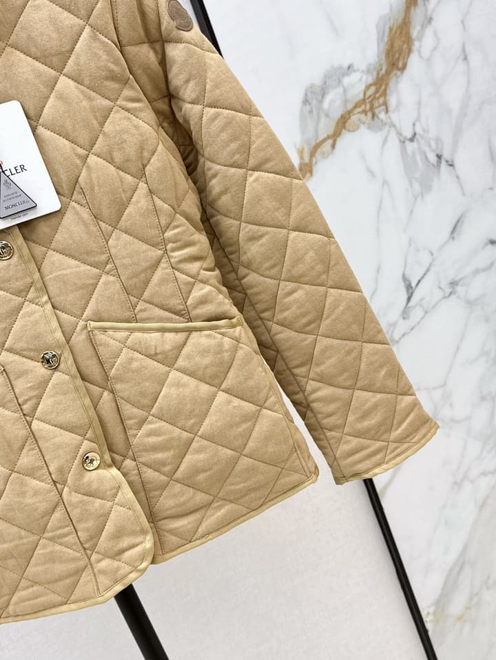 Moncler Quilted Padded Slim-Fit Jacket in Khaki