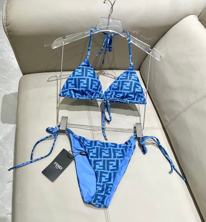 Fendi Versatile One-Piece Bikini Swimsuit in Brown Ff Logo Bikini