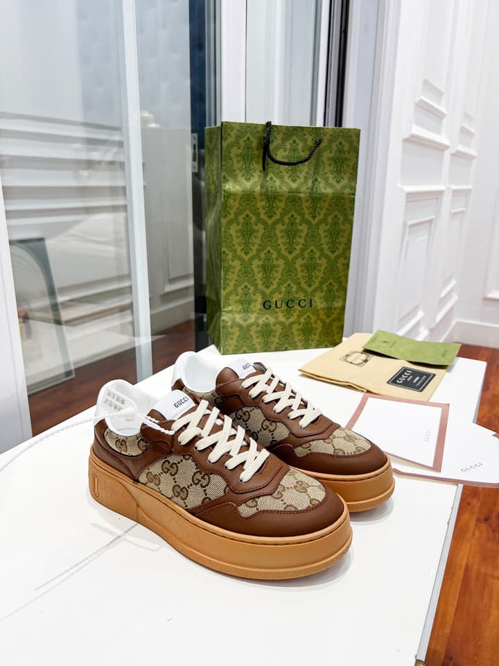 Gucci Chunky B Series Platform Sneakers in Brown Monogram Chunky Sneaker