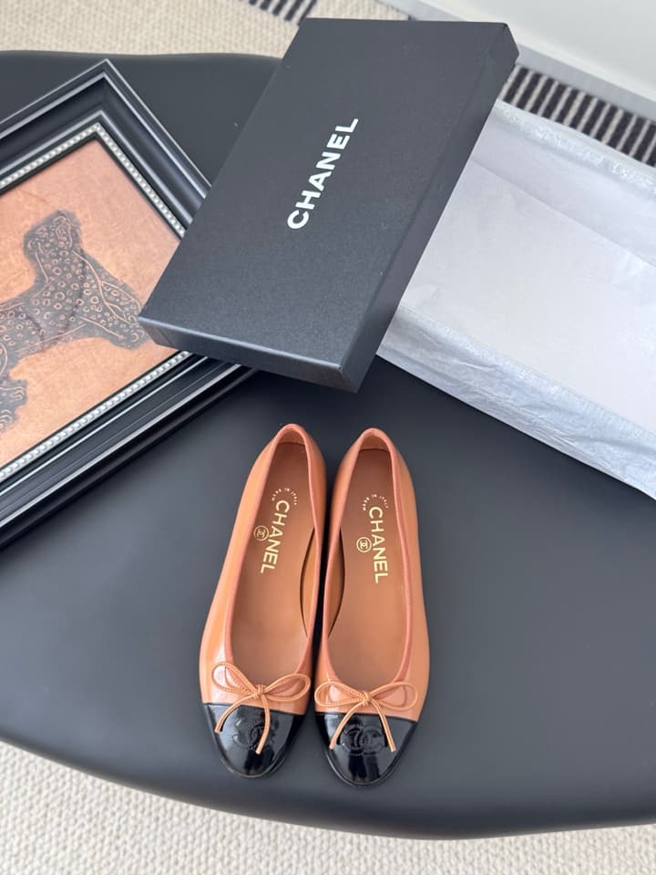Chanel Classic Round Toe Ballet Flats in Dusty Rose With Bow