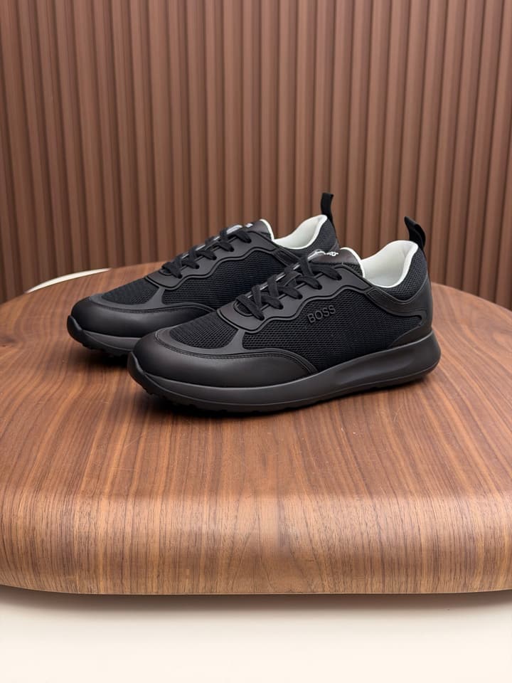 Boss Men's Knit and Leather Sneakers