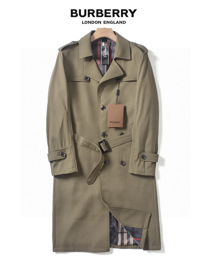 Burberry Long Double-Breasted Trench Coat – 2025FW in Navy Blue